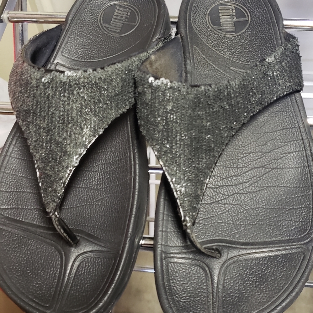 Fit flop brand black sequined shoes